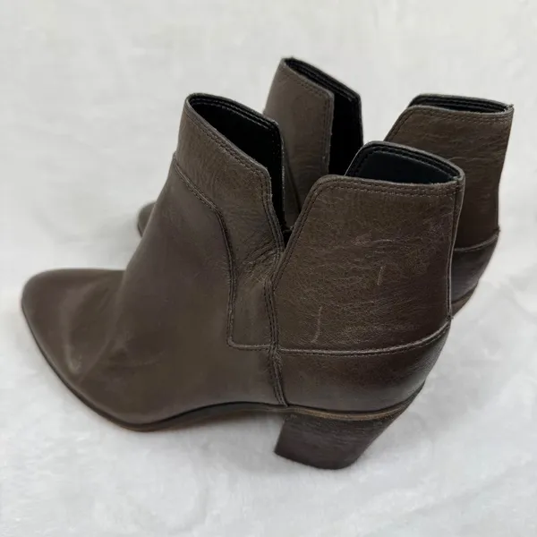 Franco‎ Sarto Womens Dark Brown Leather Pointed Toe Block Heel Ankle Booties 8M - Image 6