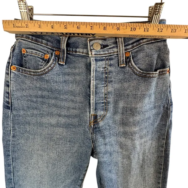 Levi's Wedgie Straight Jeans Sz 26‎ Blue High Rise Button Fly Classic Clean Girl - Image 7