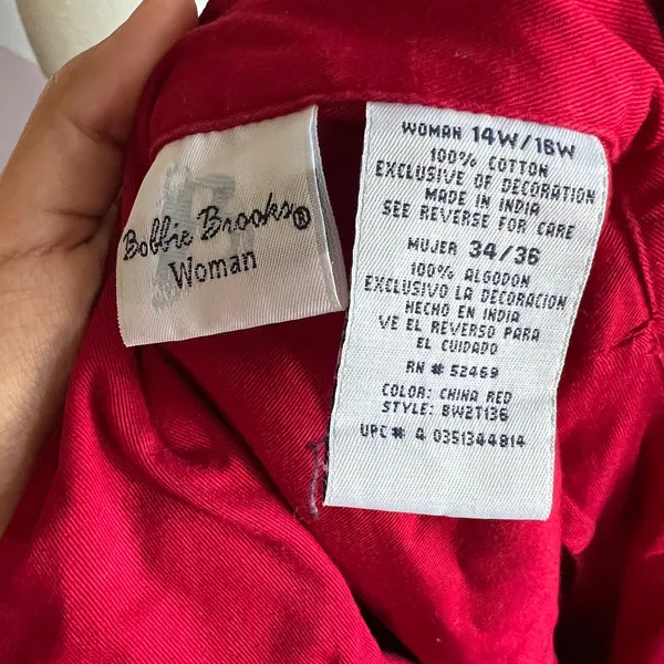 Bobbie Brooks Red Teacher‎ Embroidered Shirt, Whimsical Retro Vintage 14W/18W - Image 4