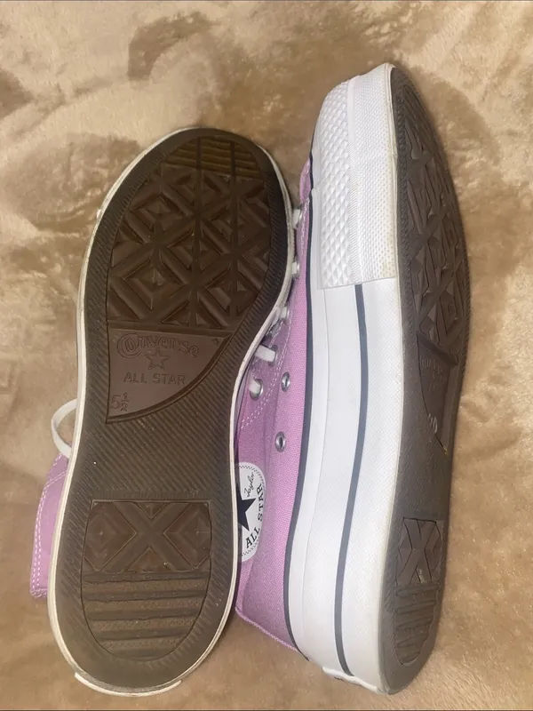Converse All Star High-Top Athletic Sneakers in Light Purple and White - Image 5