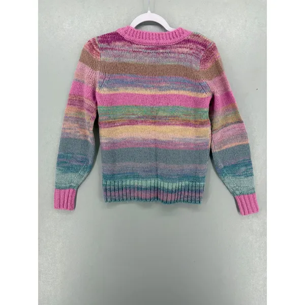 LOFT Womens Sweater Multicolor Striped‎ Space Dye Knit Crew Neck XS - Image 3