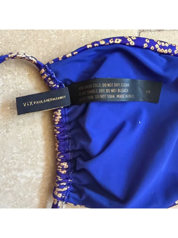 Vix Paula Hermanny Bia Tube Bikini Top Bandhani Klein Blue Women's Size Small - Image 5