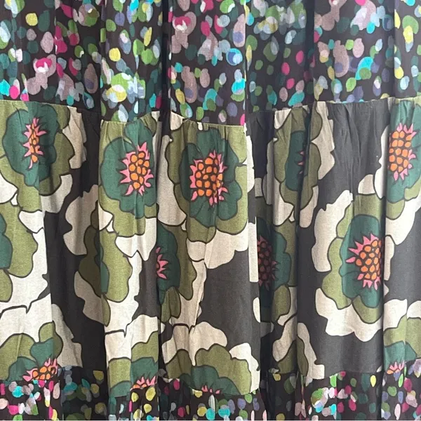 Anthropologie Womens Floral Peasant Maxi Skirt Size L Tiered Boho Hippie Flowy - Image 3