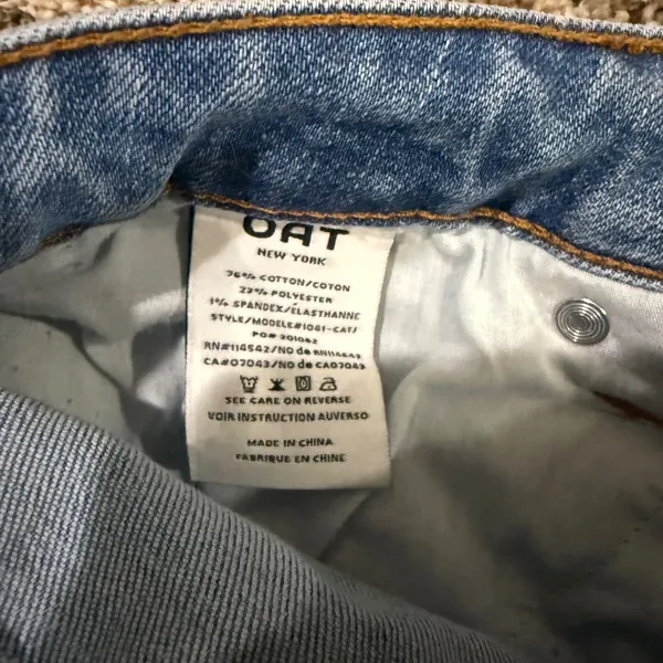 OAT New York‎ High Rise Wide Leg Cropped Jeans Frayed Hem - Image 5