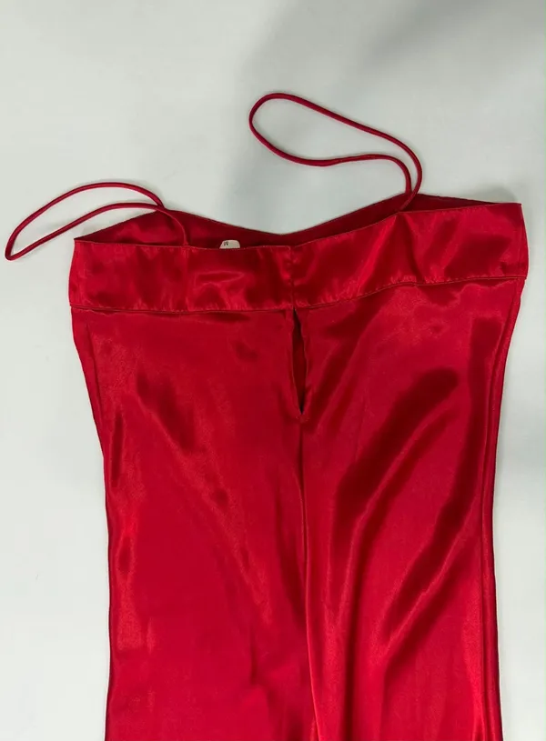 Private Moments Vintage Red Satin Maxi Slip Nightgown Dress - Image 8