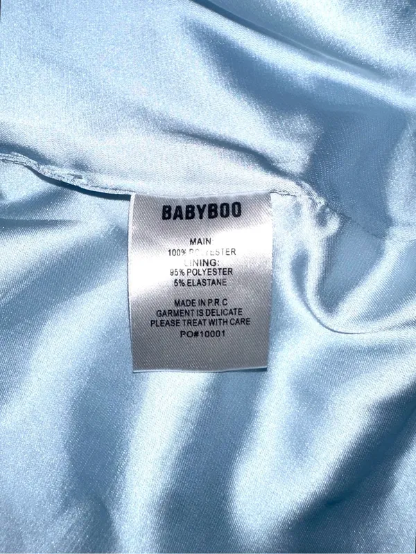 Babyboo Sadie Baby Blue Lace Sleeve Satin Mini Dress MEDIUM - Image 6