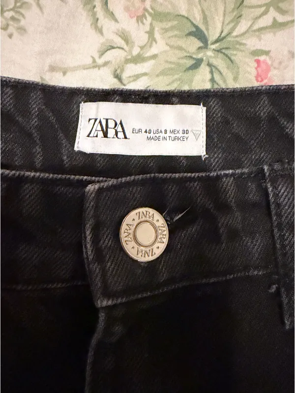 Black Ribbed Zara High Waisted Jeans - Image 4