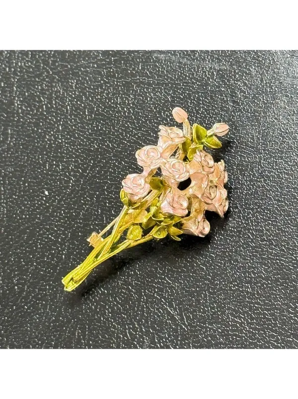 Floral Rose Bouquet Brooch Pink and Green New - Image 2