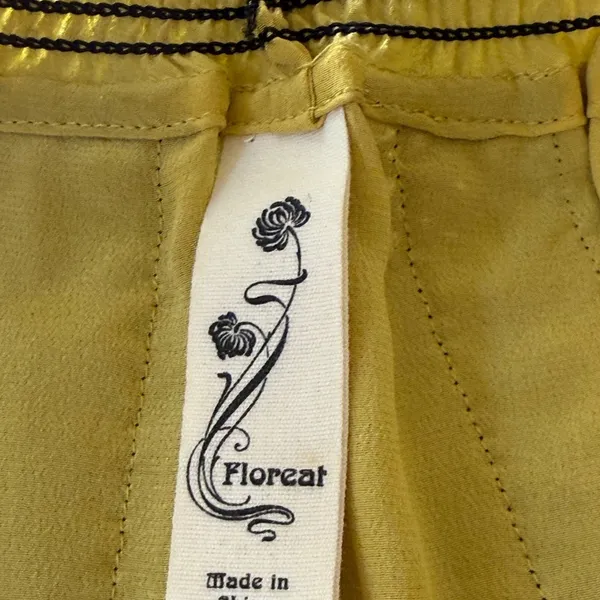 ANTHROPOLOGIE‎ FLOREAT Inky Quills Mustard Yellow Embroidered Silk Mini Dress 0 - Image 8