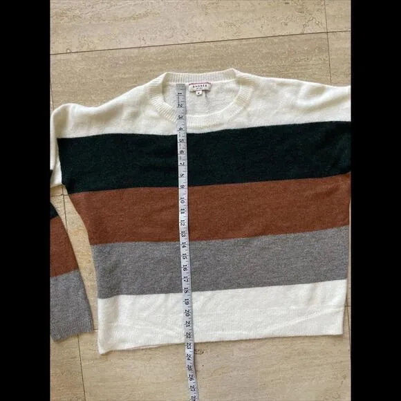 Andree by‎ Units Colorblock Stripe Sweater Dark Green Copper Taupe M - Image 4