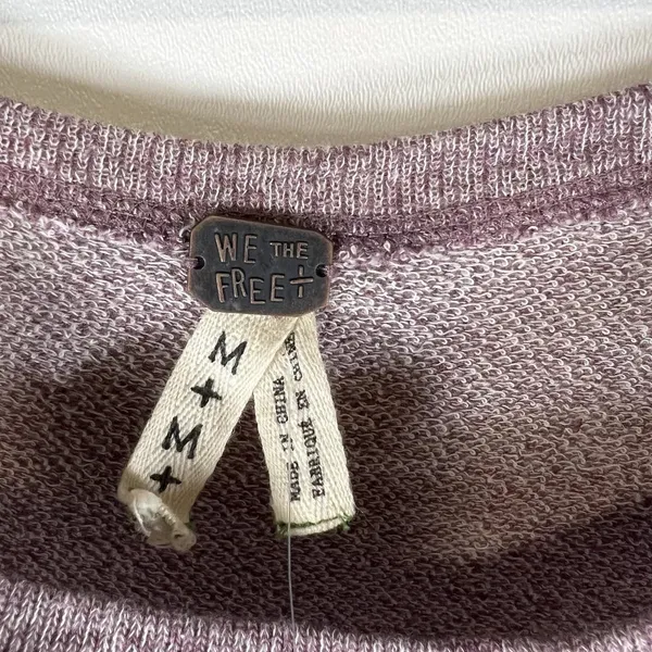 Free People We The Free Purple Sweater‎ Top Lace Sides Womens M - Image 5