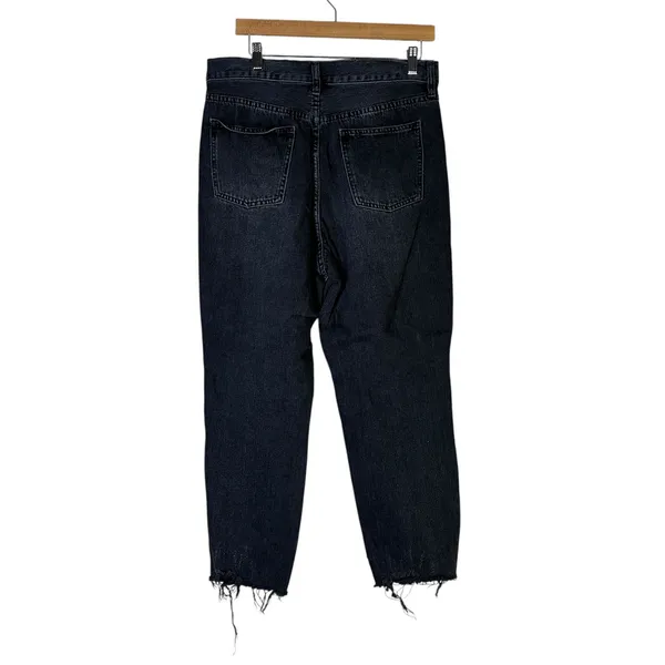 We The Free Free People High Rise Distressed Straight Leg Jeans Black Size 31 - Image 4