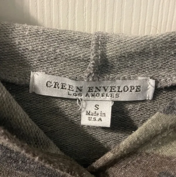 Green Envelope Camo 3/4 Sleeve Pullover with Hood - Image 2