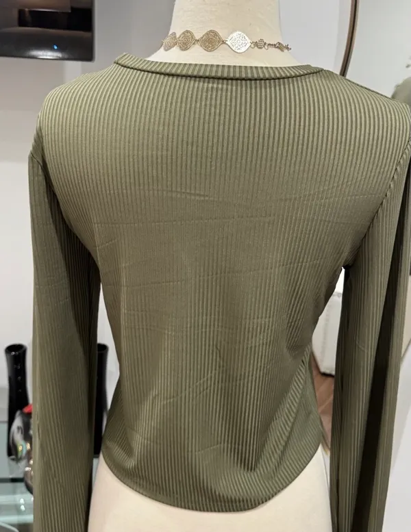 Olive Green Ribbed Long - Image 6
