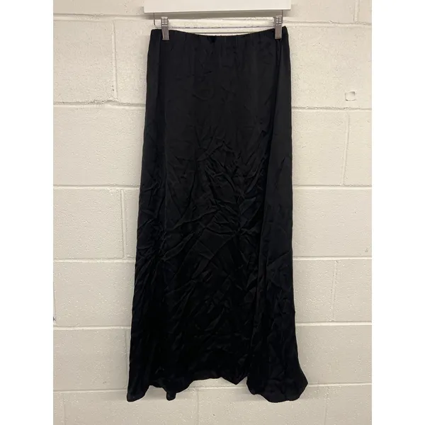 Donni Sz XS XSmall 0/2 Black Classic Satin Simple Midi Slip Skirt Silky Satin - Image 4