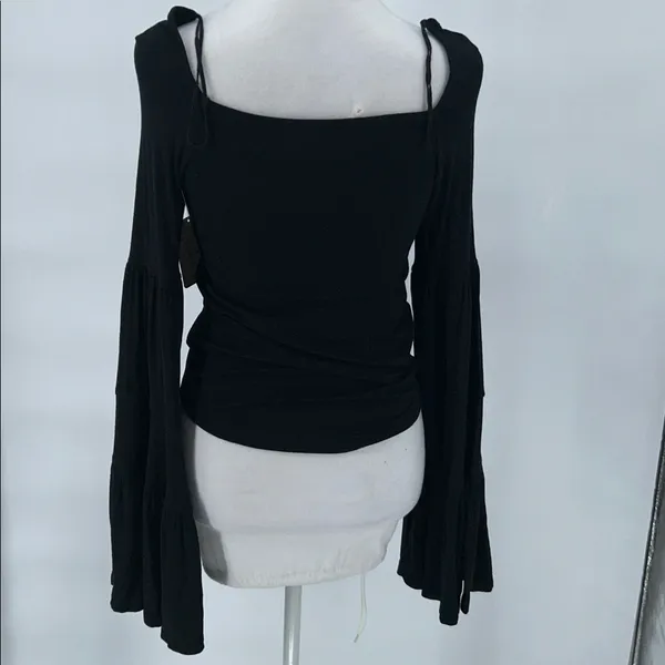 Free People Black Long Sleeve Top Babetown Black Bell Sleeve Size Small - Image 6