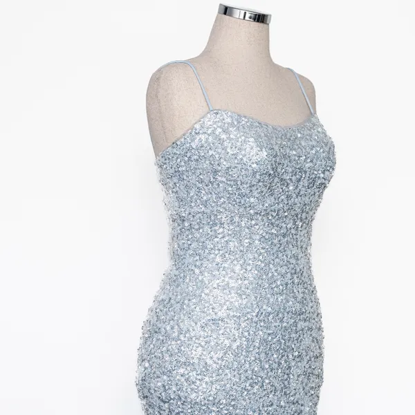 Betsy &‎ Adam - Ice Blue Sequined Floor Length Gown - Image 11