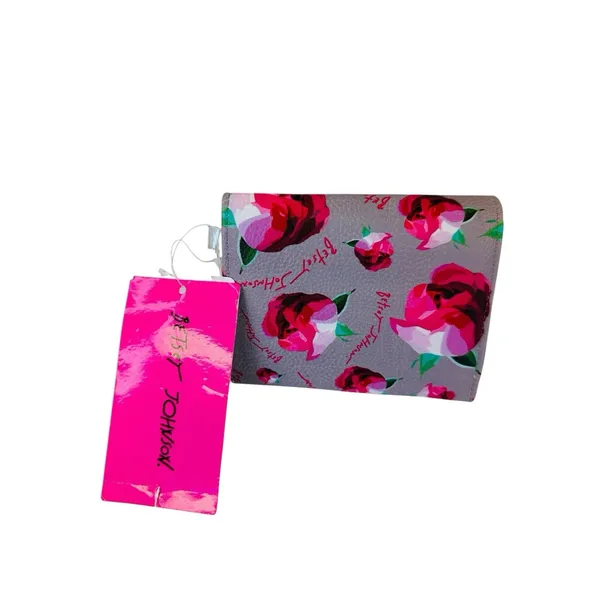 Betsey Johnson‎ Greige XOLANA Flap Wallet Tri-Fold Card Pink Multi Color NWT - Image 2