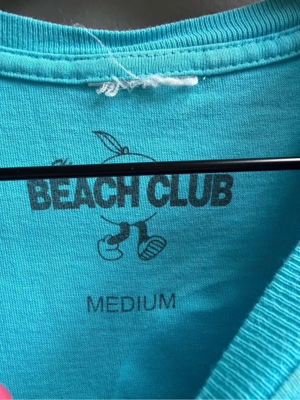 The Beach Club Hello Sunshine Graphic Tee Shirt Ocean Blue Size Medium - Image 5