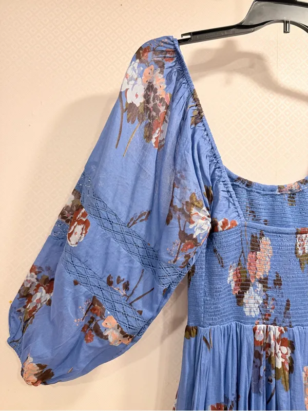 Free People Morning Glory Floral Smocked Maxi Dress XS Boho Long Sleeve - Image 8