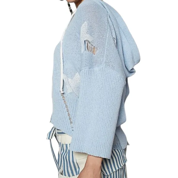 POL Light Blue Star Hoodie Sweater - Image 2