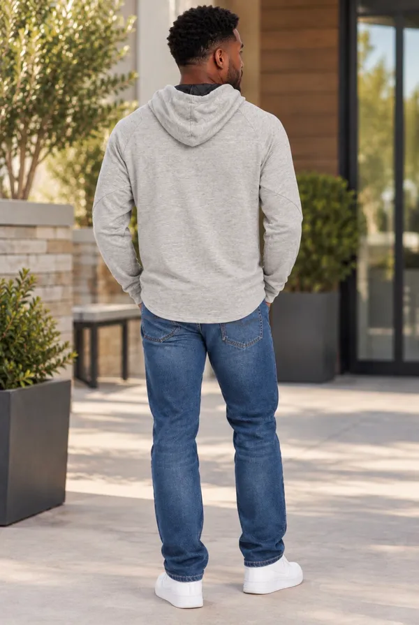 Truwear Classic Lightweight Gray Pullover Hoodie for Men - Image 3