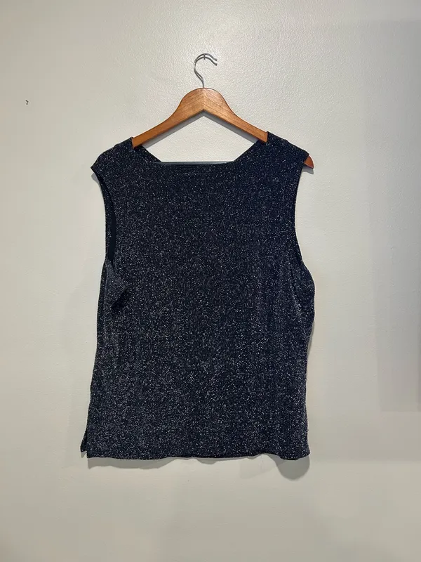 Vintage black sparkly shirt Size L - Image 5