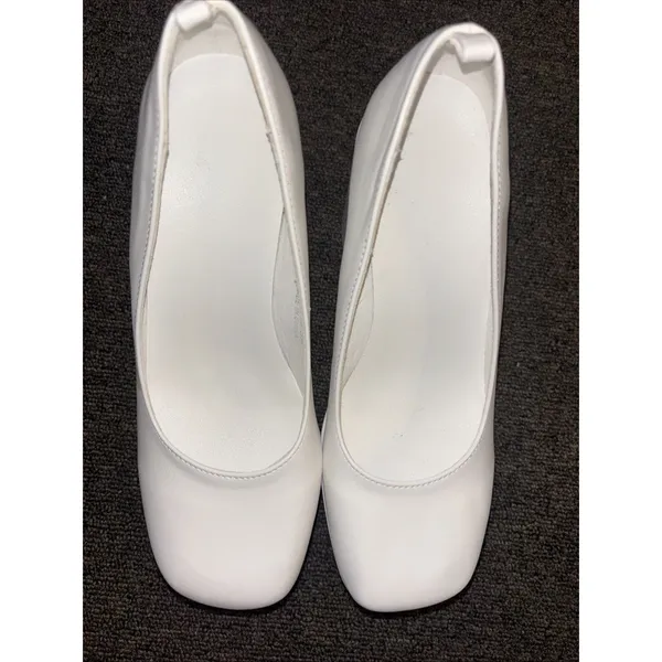 Women’s White Chunky Block High Heels Shoes Platform Shoes Pumps 8.5 - Image 11