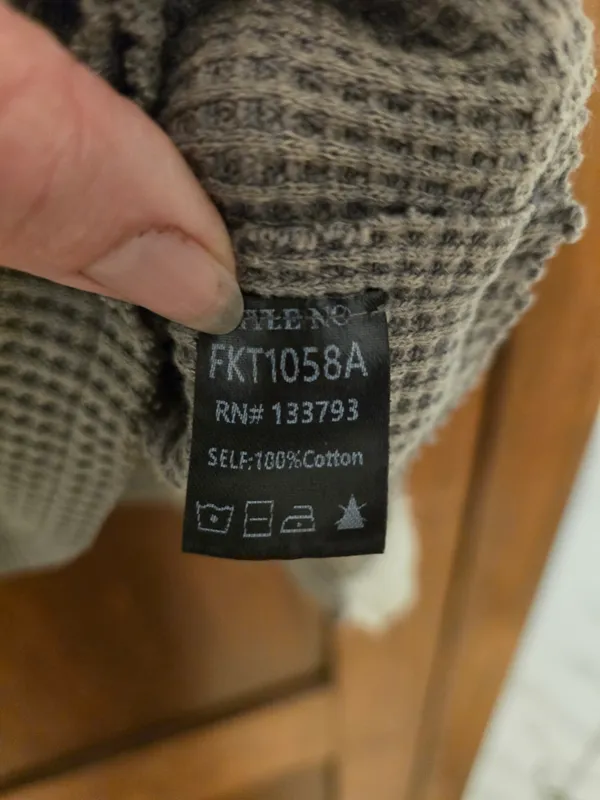 POL Two-Tone Grey Waffle-Knit Patchwork Pullover - Image 3