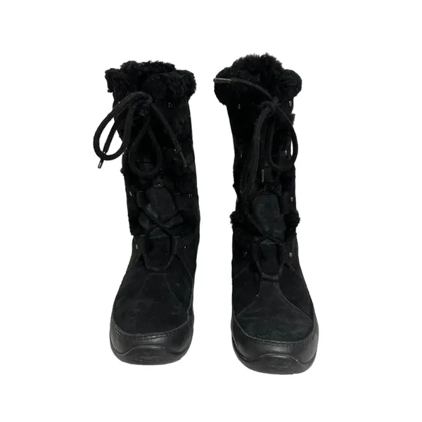 The North Face Primaloft Womens Fur Leather Mid Lace Up Snow Boots Black‎ SZ 8.5 - Image 2