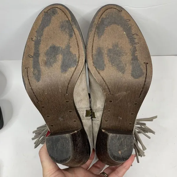 Sam Edelman Size 7.5 Louie Ankle Bootie Distressed Suede Leather‎ Fringe Women's - Image 11