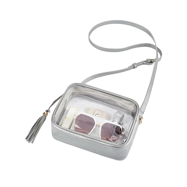 NWT Clear Crossbody Stadium Approved Bag – 12x12x6 – Silver Trim - Image 2