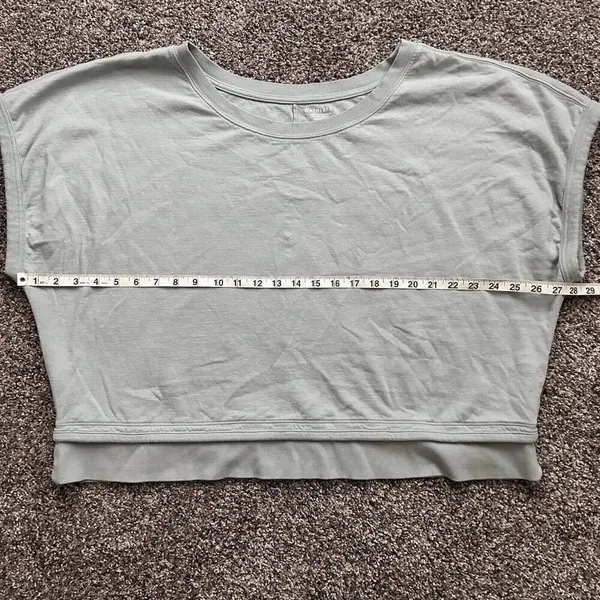 Athleta Sundown Shirred Tee Pale Green Pullover Short Sleeve Sweatshirt XL - Image 10