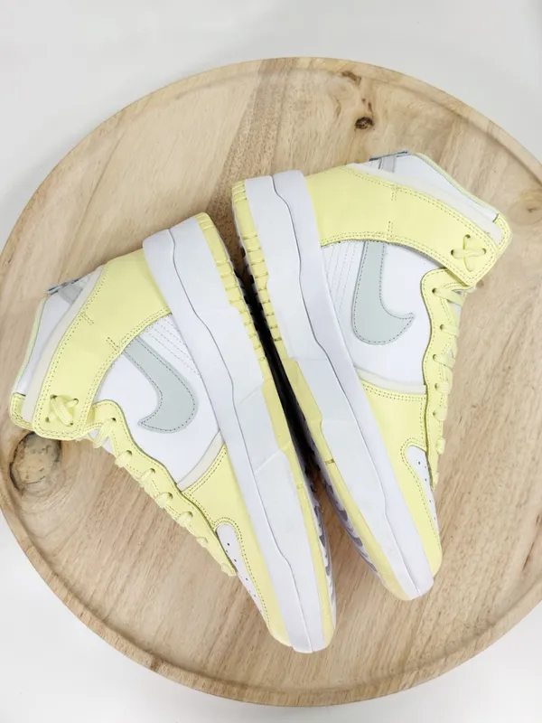 Nike Dunk High Up Sneakers White Citron Lemon‎ Yellow Womens 8 DH3718-105 - Image 5