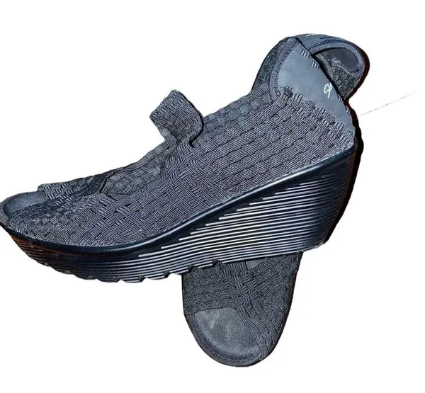 Skechers Walking Platform Slip on Mary Jane Open Toe Shoes Black size 8.5 - Image 10