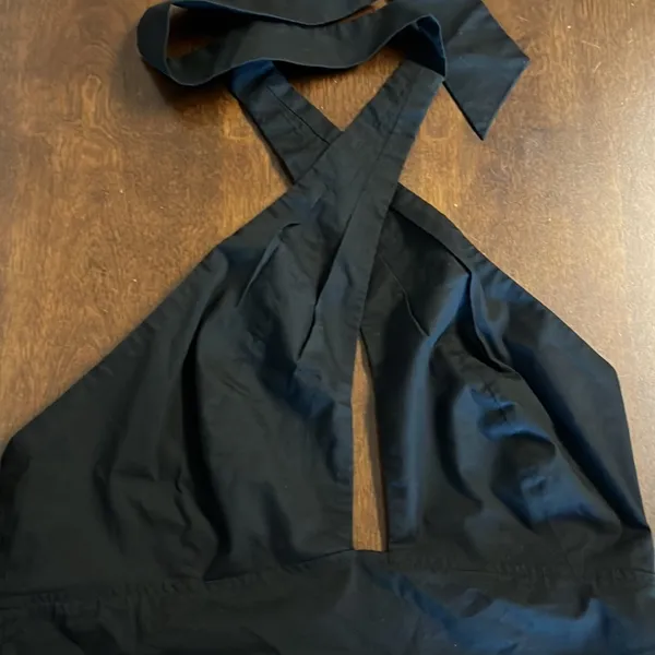 EXPRESS Black Halter Smocked Back Crop Top Medium - Image 3