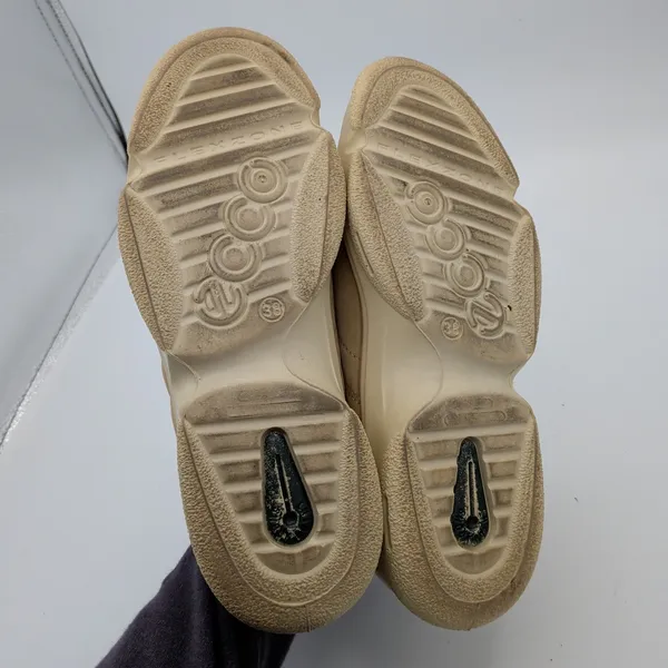 ECCO Flexzone Beige Leather Walking Sneakers Womens EU 38 US 7-7.5 Lace Up‎ Tan - Image 7