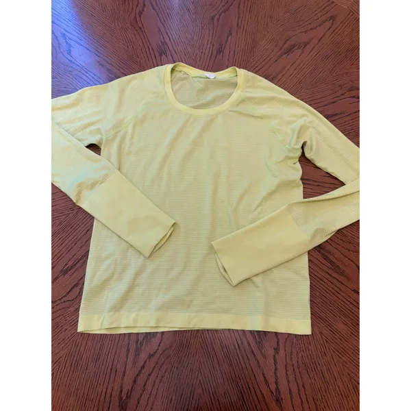 Lululemon Swiftly Tech Long Sleeve Women 8 Lime Yellow Seamless Active Top - Image 2