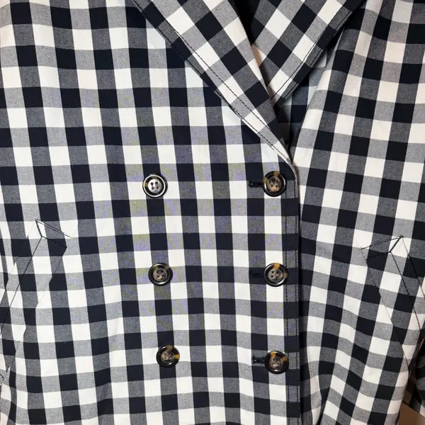Ann Taylor Gingham Double Breasted Coat Jacket Black White Size‎ XXL - Image 3