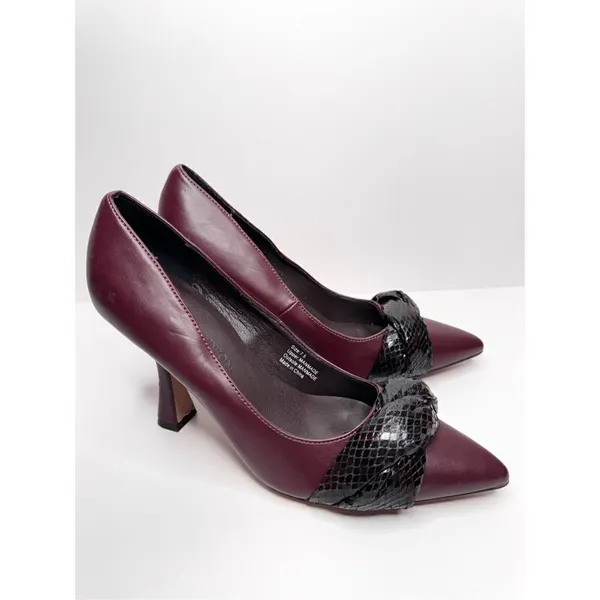 Gabrielle Union Pumps‎ Size 7.5 Pointed Toe Burgundy Twist Detail Slip On Shoes - Image 2