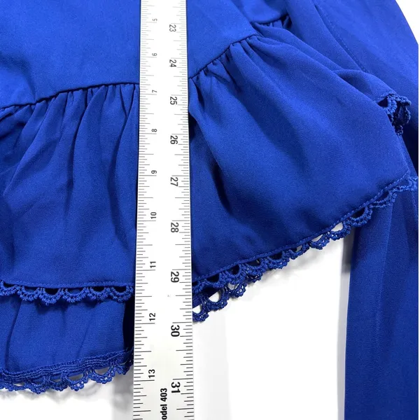 Lucy In The Sky Royal Mini Dress‎ Medium Lace Trim Open Back - Image 10