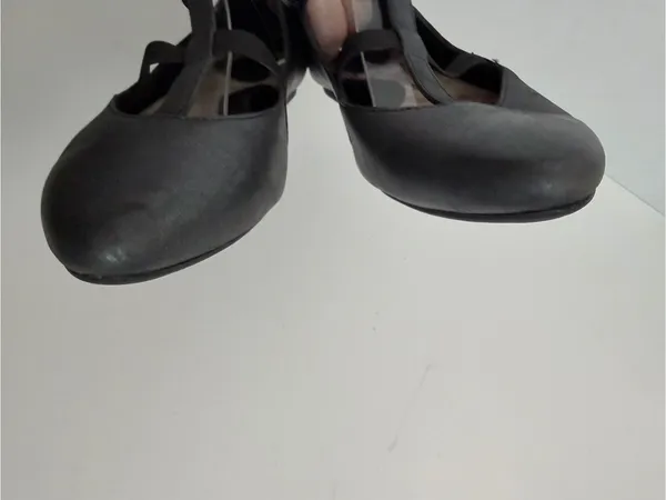 Born Ballet Flats Leather T Strap Dark Academia WhimsiGoth Metallic Grey Black - Image 14