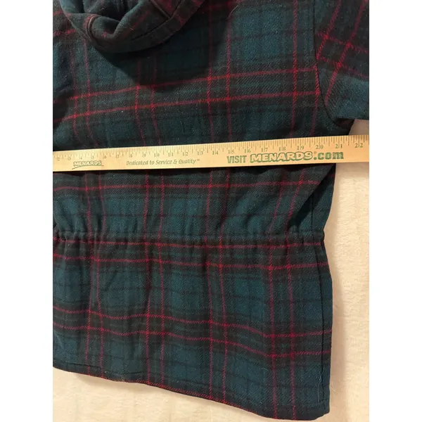 Woolrich Vintage Plaid Hooded Jacket Womens Small Green Red Wool Blend Zip Up - Image 6