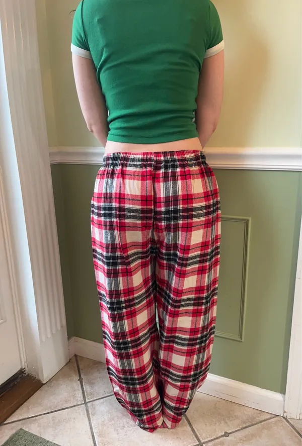 Flannel red plaid pants Size L - Image 2