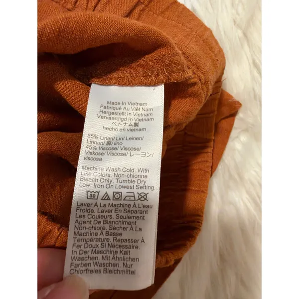 J. Crew Factory Womens Size Small Linen-Blend Pull-On Short Rust Brown High Rise - Image 9