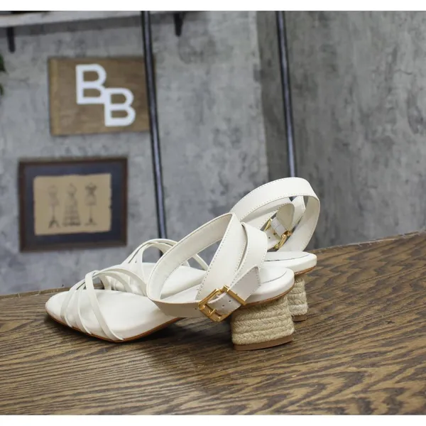 Schutz Womens Alexandra Mid Block Sandals Pearl Off White 8.5B - Image 2