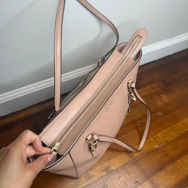 Lauren Ralph Lauren Pale Blush Leather Tote with Gold Hardware - Image 3