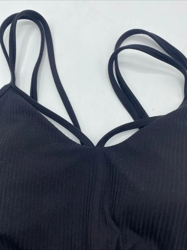 Lululemon Womens Align Strappy Cropped Tank Black Ribbed Yoga Top LW1EF6S Size 2 - Image 6