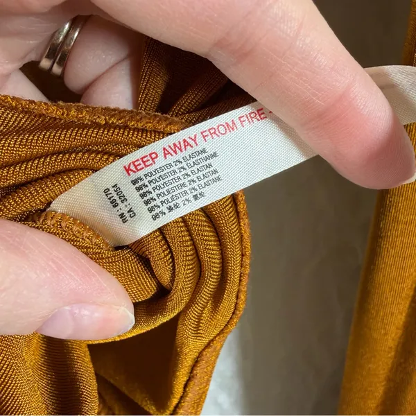 Free People‎ Intimately Orange Gold Turtleneck Bring It Back Bodysuit - Image 3