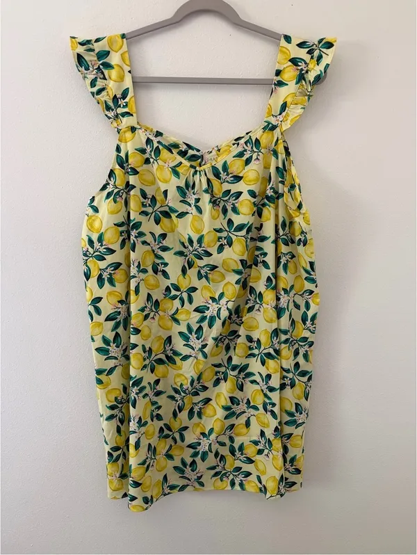Draper James Woven Chemise Preppy Southern Coquette Lemon Mini Dress size XL - Image 3
